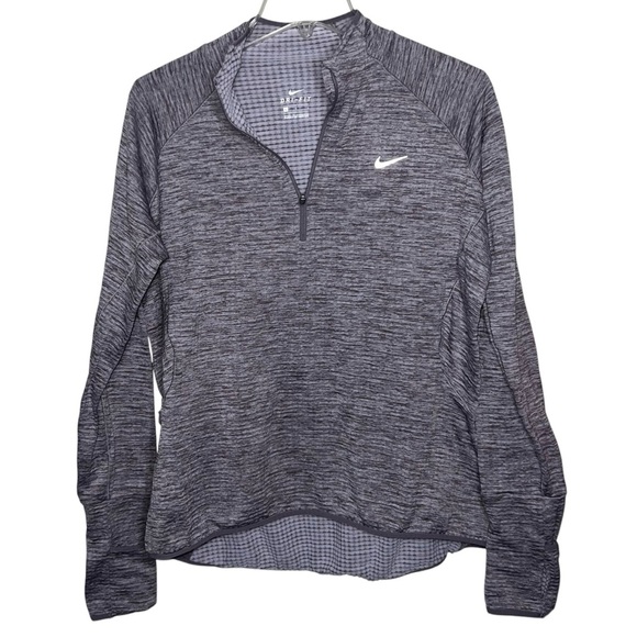 Nike Dri-Fit 1/2 Zip Shirt Purple Textured Fold over Mittens Thumb Holes Large - Picture 1 of 8